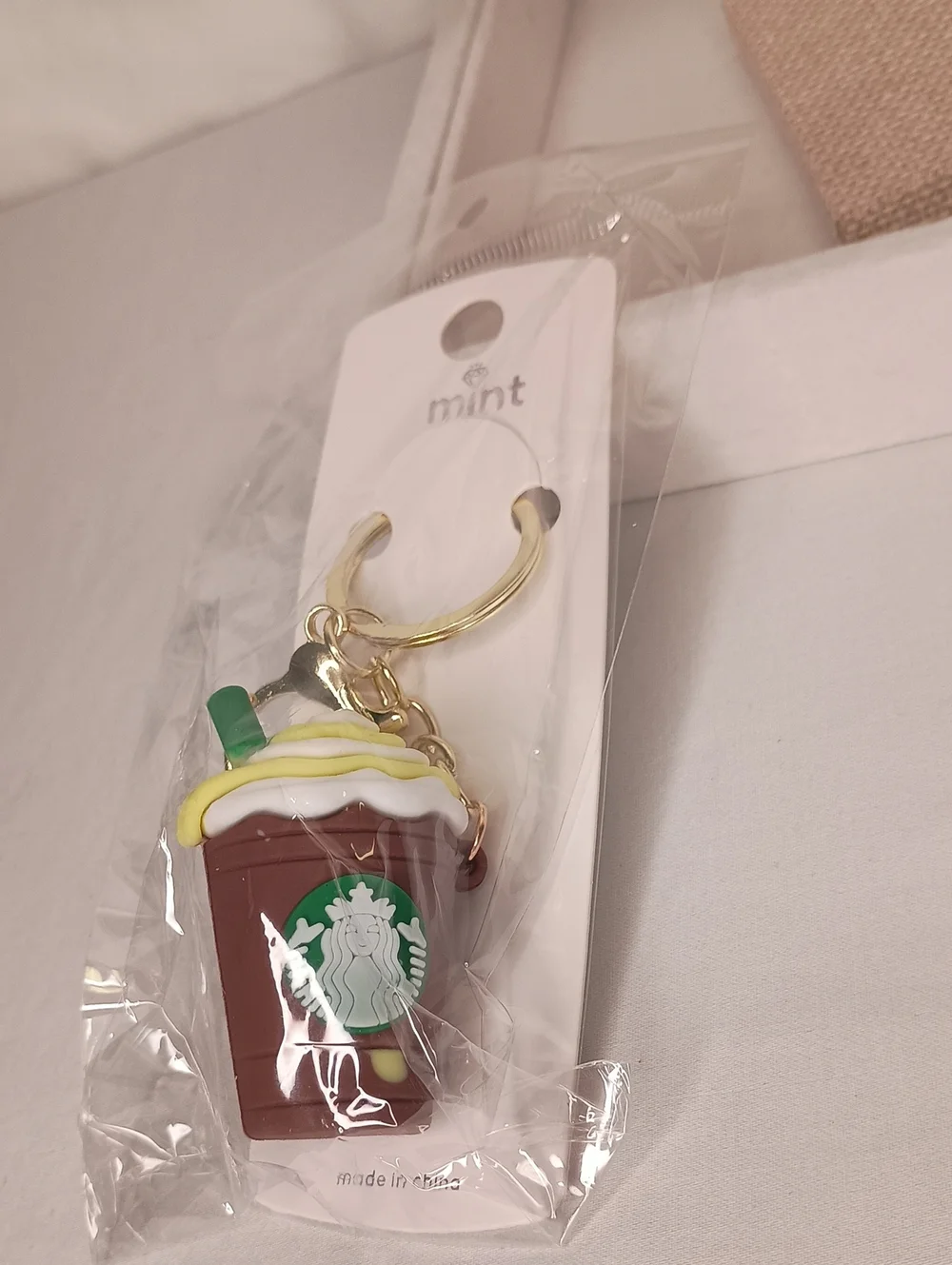 Women's 3D Mini Fashion Keychain Bag Charm Coffee Theme Purse Accessories BROWN